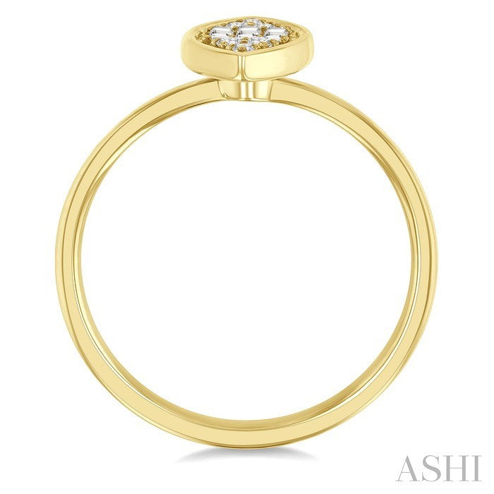 1/6 Ctw Petite Bezel Set Marquise Shape Fusion Baguette and Round Cut Diamond Fashion Ring in 10K Yellow Gold