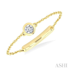1/10 Ctw Petite Bezel Set Diamond Fashion Chain Ring in 10K Yellow Gold
