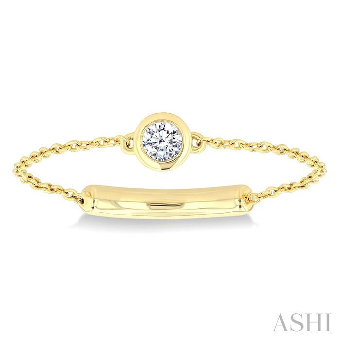 1/10 Ctw Petite Bezel Set Diamond Fashion Chain Ring in 10K Yellow Gold