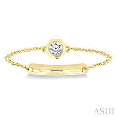 1/10 Ctw Petite Bezel Set Diamond Fashion Chain Ring in 10K Yellow Gold