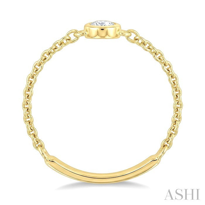 1/10 Ctw Petite Bezel Set Diamond Fashion Chain Ring in 10K Yellow Gold