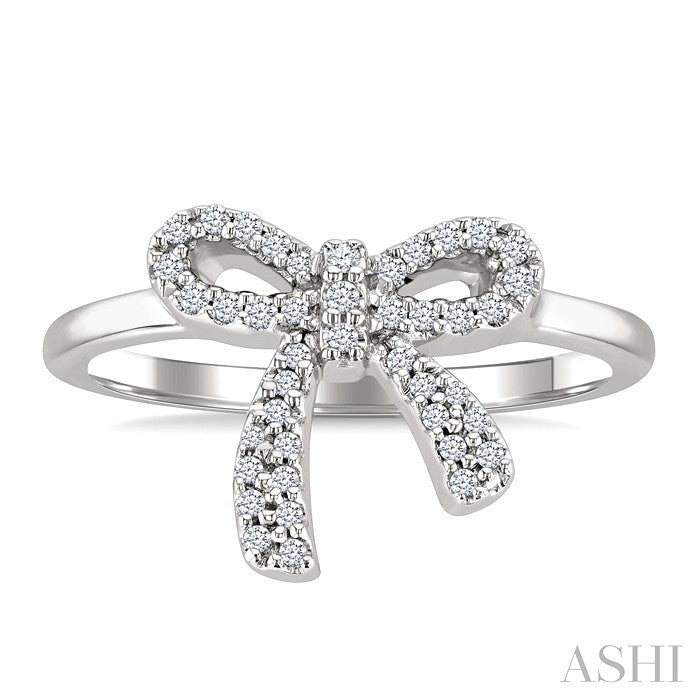 1/5 Ctw Round Cut Diamond Bow Petite Fashion Ring in 10K White Gold