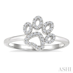 1/6 Ctw Petite Dog Paw Round Cut Diamond Fashion Ring in 10K White Gold