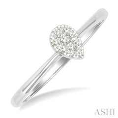 1/10 Ctw Lovebright Petite Pear Shape Round Cut Diamond Fashion Ring in 10K Yellow and White Gold