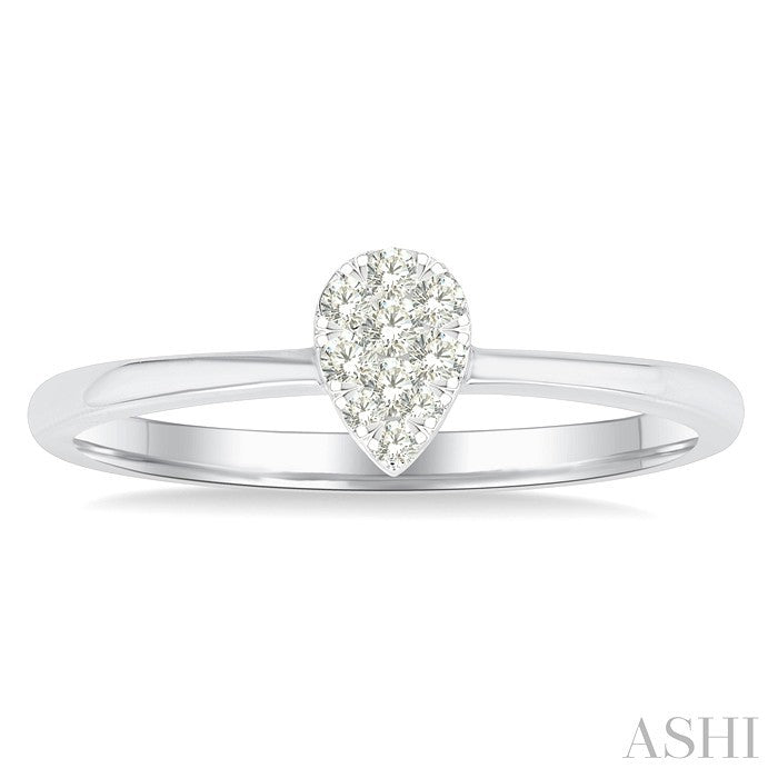 1/10 Ctw Lovebright Petite Pear Shape Round Cut Diamond Fashion Ring in 10K Yellow and White Gold