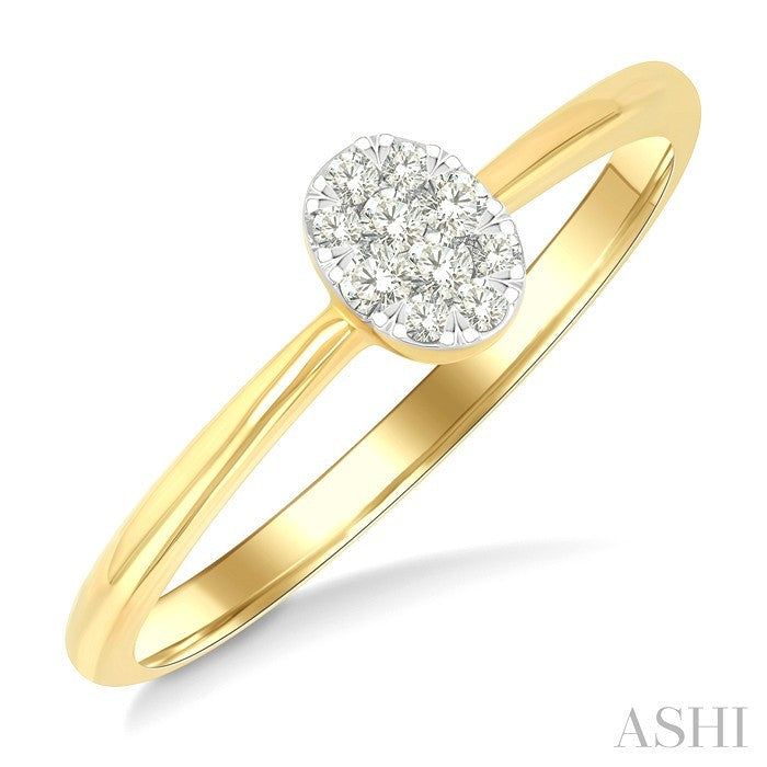 1/10 Ctw Lovebright Petite Oval Shape Round Cut Diamond Fashion Ring in 10K Yellow Gold