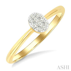 1/10 Ctw Lovebright Petite Oval Shape Round Cut Diamond Fashion Ring in 10K Yellow Gold