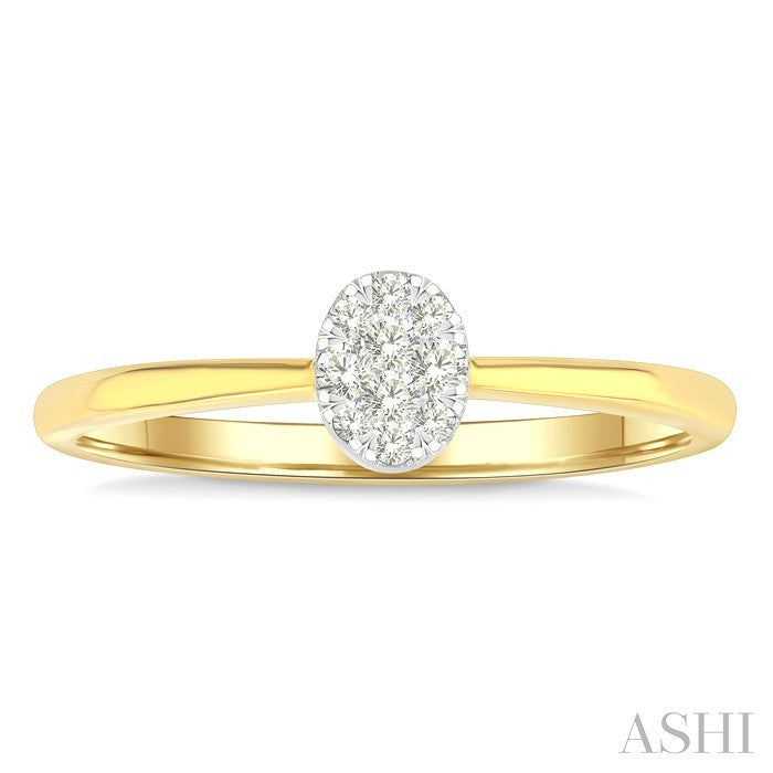 1/10 Ctw Lovebright Petite Oval Shape Round Cut Diamond Fashion Ring in 10K Yellow Gold