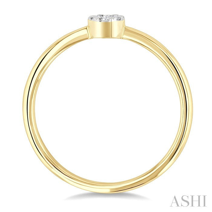 1/10 Ctw Lovebright Petite Oval Shape Round Cut Diamond Fashion Ring in 10K Yellow Gold