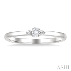 1/10 Ctw Three Stone Oval and Round Cut Diamond Petite Fashion Ring in 10K White Gold