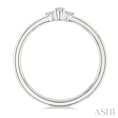 1/10 Ctw Three Stone Oval and Round Cut Diamond Petite Fashion Ring in 10K White Gold