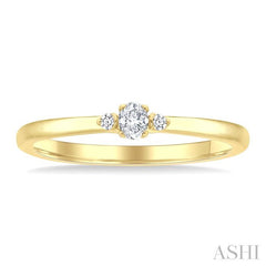 1/10 Ctw Three Stone Oval and Round Cut Diamond Petite Fashion Ring in 10K Yellow Gold