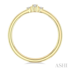 1/10 Ctw Three Stone Oval and Round Cut Diamond Petite Fashion Ring in 10K Yellow Gold
