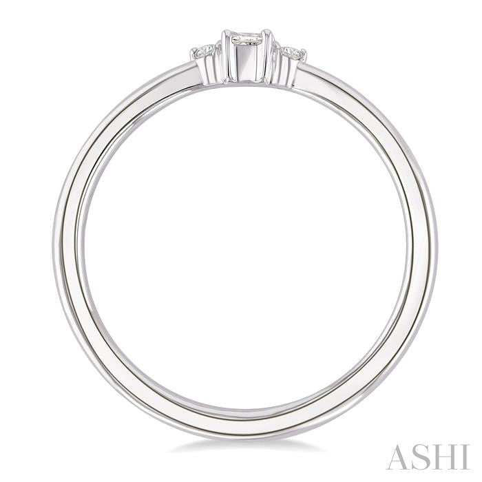 1/10 Ctw Three Stone Princess and Round Cut Diamond Petite Fashion Ring in 10K White Gold