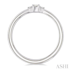 1/10 Ctw Three Stone Princess and Round Cut Diamond Petite Fashion Ring in 10K White Gold
