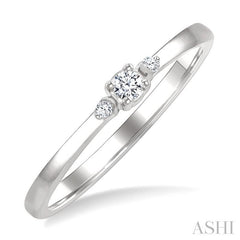 1/10 Ctw Three Stone Round Cut Diamond Petite Fashion Ring in 10K White Gold