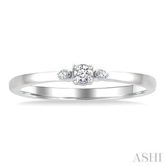 1/10 Ctw Three Stone Round Cut Diamond Petite Fashion Ring in 10K White Gold