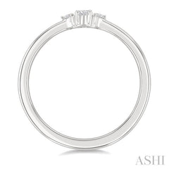 1/10 Ctw Three Stone Round Cut Diamond Petite Fashion Ring in 10K White Gold