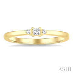 1/10 Ctw Three Stone Princess and Round Cut Diamond Petite Fashion Ring in 10K Yellow Gold