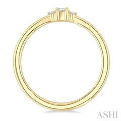 1/10 Ctw Three Stone Princess and Round Cut Diamond Petite Fashion Ring in 10K Yellow Gold