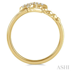 1/10 Ctw Palm Tree Round Cut Diamond Petite Fashion Ring in 10K Yellow Gold