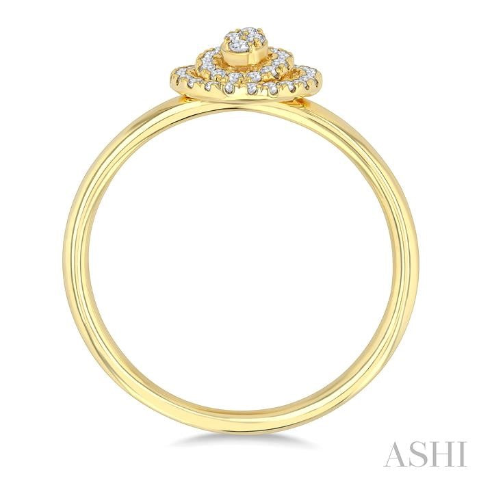 1/6 Ctw Double Halo Oval Shape Petite Round Cut Diamond Fashion Ring in 10K Yellow Gold