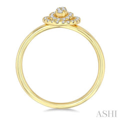 1/6 Ctw Double Halo Oval Shape Petite Round Cut Diamond Fashion Ring in 10K Yellow Gold