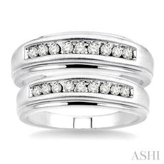 1/3 Ctw Round Cut Diamond Duos Ring Set in 14K White Gold