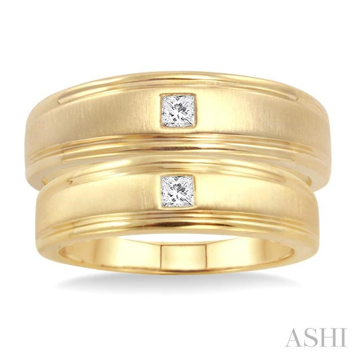 1/6 Ctw Princess Cut Diamond Duos Ring Set in 14K Yellow Gold