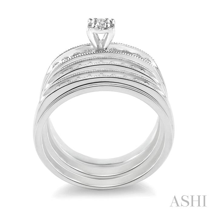 3/8 Ctw Round Cut Trio Wedding Set in 10K White Gold