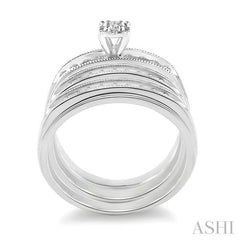 3/8 Ctw Round Cut Trio Wedding Set in 10K White Gold