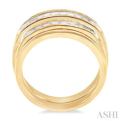 1/4 Ctw Round Cut Diamond Duos Ring Set in 14K Yellow Gold
