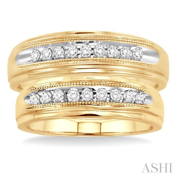 1/4 Ctw Round Cut Diamond Duos Ring Set in 10K Yellow Gold
