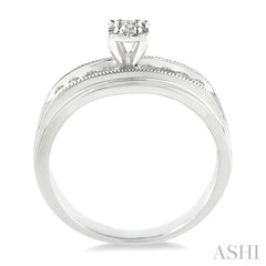 1/8 Ctw Round Cut Diamond Engagement Ring in 14K White Gold