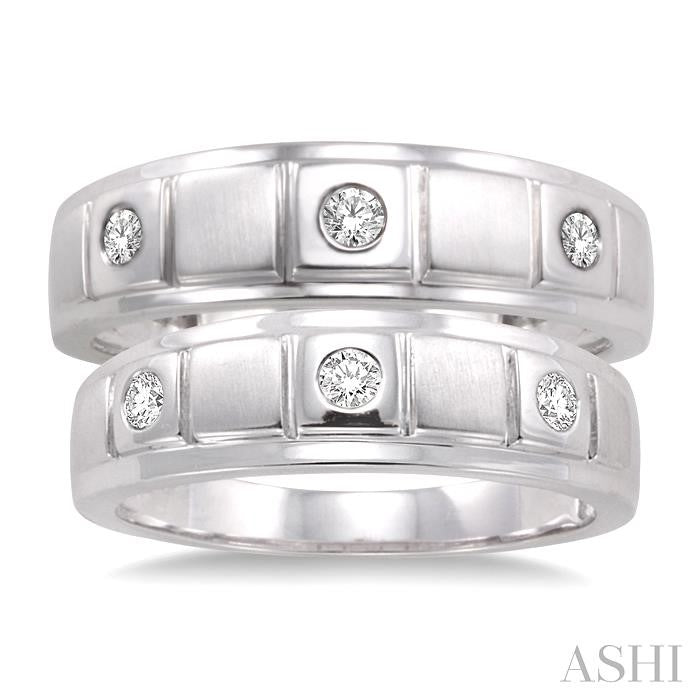 1/4 Ctw Round Cut Diamond Duos Ring Set in 14K White Gold