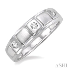 1/8 Ctw Round Cut Diamond Men's Ring in 14K White Gold