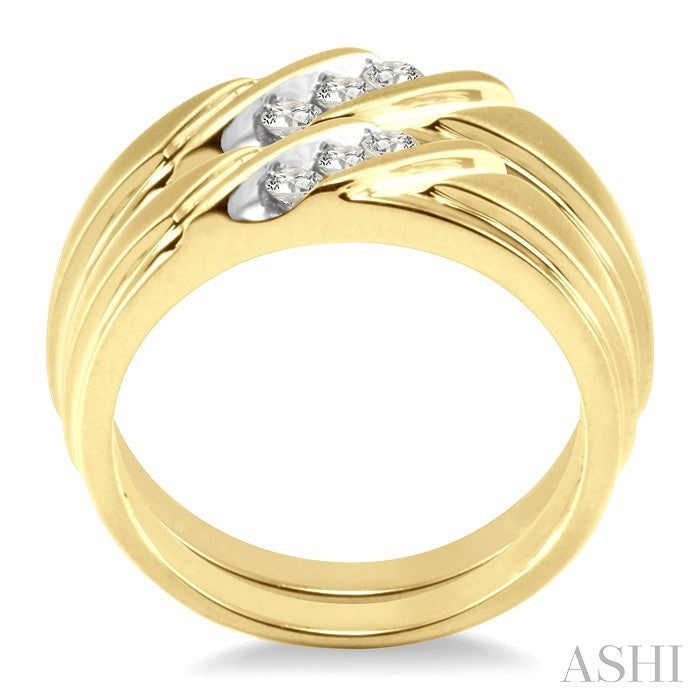 1/4 Ctw Round Cut Diamond Duo Set in 14K Yellow Gold
