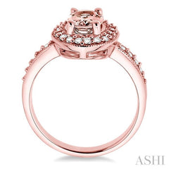 8x6mm Oval Cut Morganite and 1/3 Ctw Round Cut Diamond Ring in 14K Rose Gold