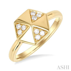 1/8 Ctw Petite Hexagon Shape Round Cut Diamond Fashion Ring in 14K Yellow Gold