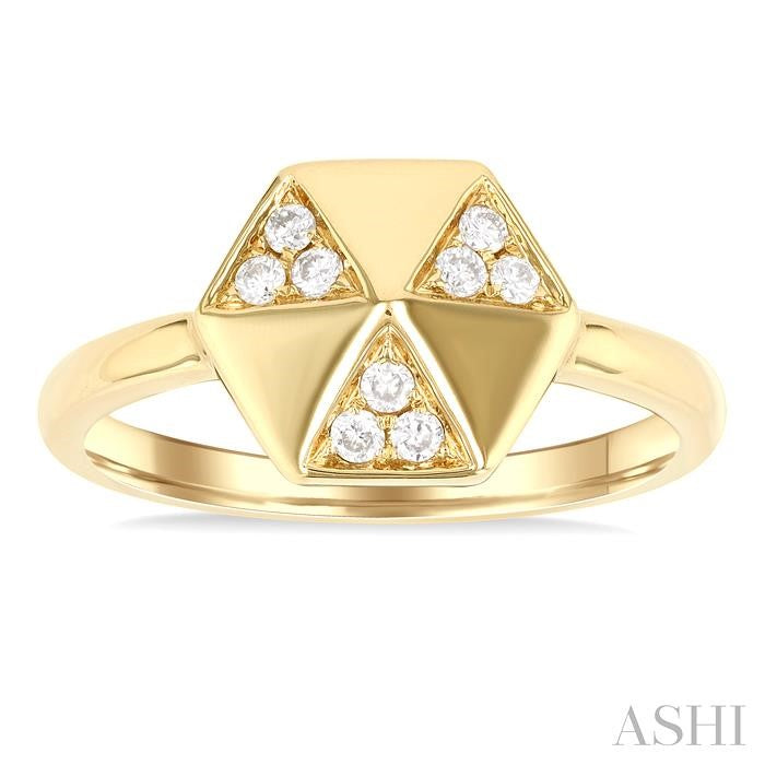 1/8 Ctw Petite Hexagon Shape Round Cut Diamond Fashion Ring in 14K Yellow Gold
