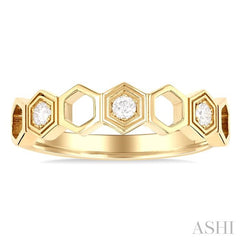 1/8 Ctw Hexagon Shape Round Cut Diamond Fashion Ring in 14K Yellow Gold