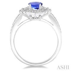 6x4 MM Oval Shape Tanzanite and 1/3 Ctw Diamond Precious Ring in 14K White Gold