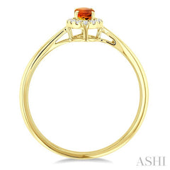 5x3 MM Oval Shape Citrine and 1/20 Ctw Round Cut Diamond Halo Semi-Precious Ring in 14K Yellow Gold