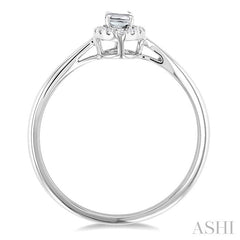 5x3 MM Oval Shape White Topaz and 1/20 Ctw Round Cut Diamond Halo Semi-Precious Ring in 14K White Gold