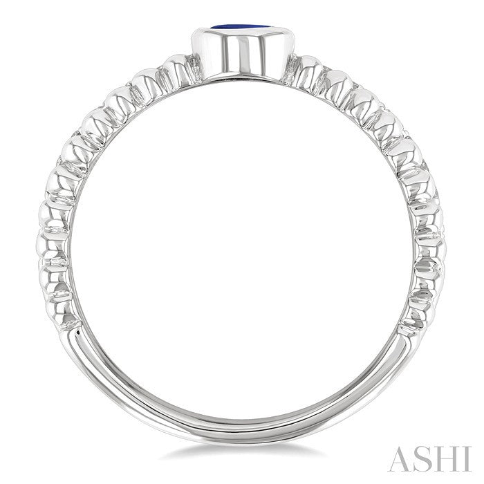 4x3 MM Oval Shape Sapphire and 1/5 Ctw Round Cut Diamonds Precious Fashion Split Twin Ring in 10K White Gold