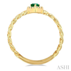 5x3 MM Pear Cut Emerald and 1/10 Ctw Curb & Cuban Link Round Cut Diamond Halo Precious Ring in 10K Yellow Gold