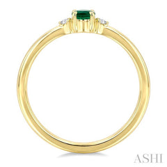 3.5 MM Round Shape Emerald and 1/50 Ctw Petite Round Cut Diamond Fashion Ring in 10K Yellow Gold