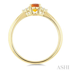 1/20 Ctw Oval Cut 6X4 MM Citrine and Round Cut Diamond semi-precious Ring in 10K Yellow Gold