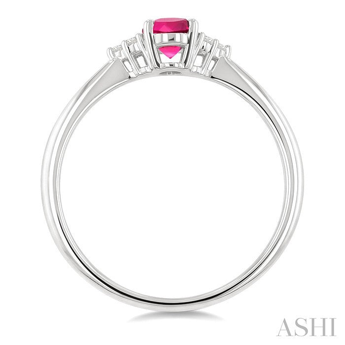1/20 Ctw Oval Cut 6X4 MM Pink Tourmaline and Round Cut Diamond semi-precious Ring in 10K White Gold