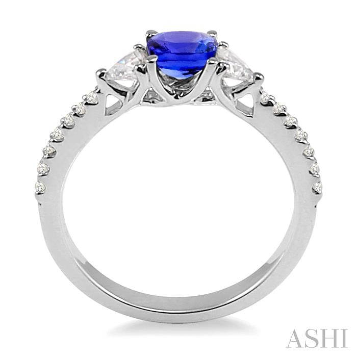 5x5 MM Cushion Cut Tanzanite and 1/3 Ctw Diamond Precious Ring in 14K White Gold